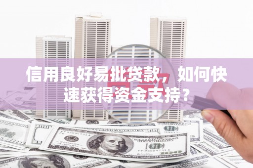 三乡信用良好易批贷款，如何快速获得资金支持？