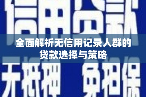 三乡全面解析无信用记录人群的贷款选择与策略